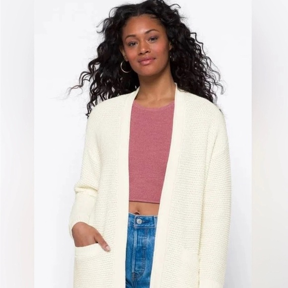 Marine Layer Catalina Cardigan Cotton Open Knit Open Front Sweater Milk large - Picture 6 of 6